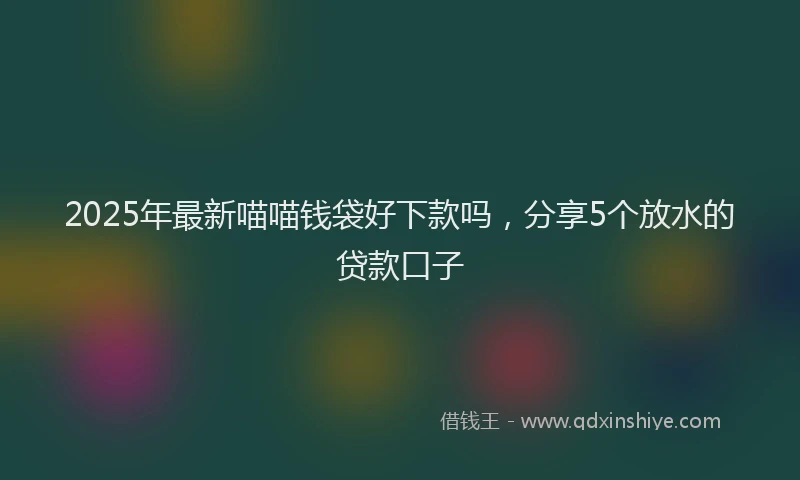 2025年最新喵喵钱袋好下款吗，分享5个放水的贷款口子