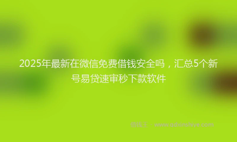 2025年最新在微信免费借钱安全吗，汇总5个新号易贷速审秒下款软件