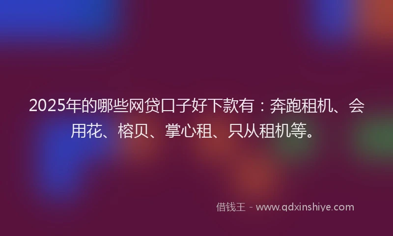 2025年的哪些网贷口子好下款有：奔跑租机、会用花、榕贝、掌心租、只从租机等。
