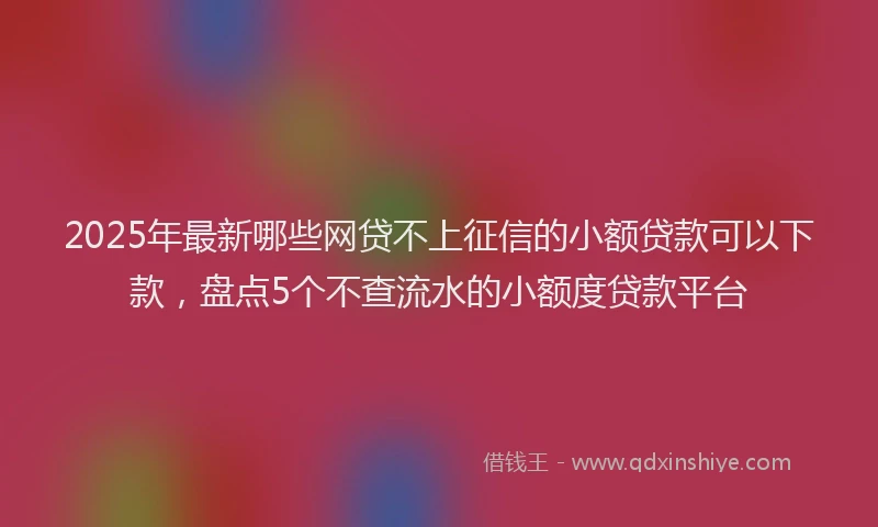 2025年最新哪些网贷不上征信的小额贷款可以下款，盘点5个不查流水的小额度贷款平台