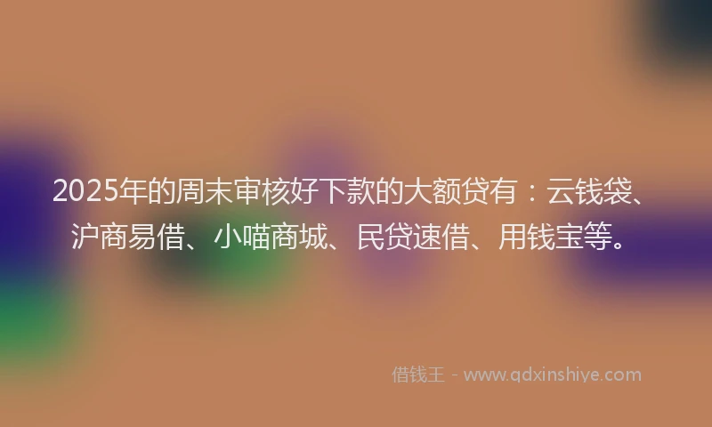 2025年的周末审核好下款的大额贷有：云钱袋、沪商易借、小喵商城、民贷速借、用钱宝等。