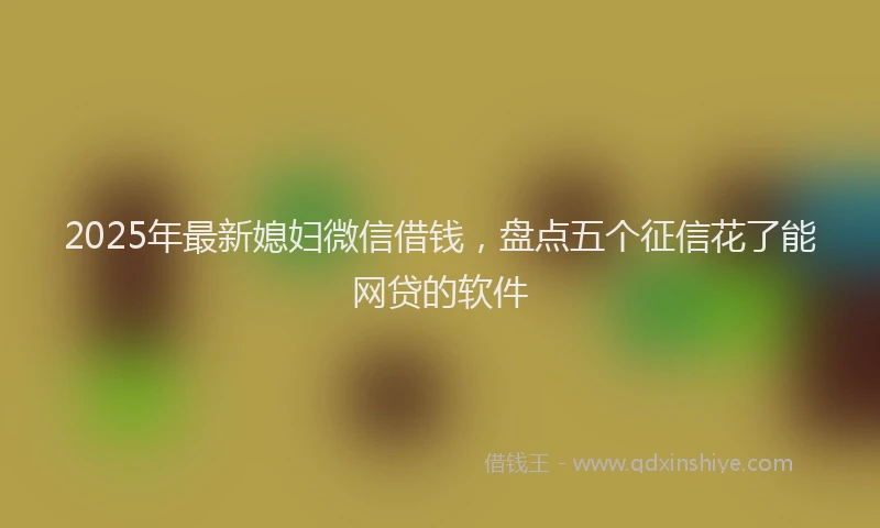 2025年最新媳妇微信借钱，盘点五个征信花了能网贷的软件