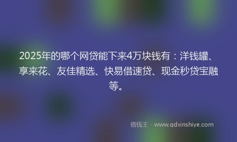 2025年的哪个网贷能下来4万块钱有：洋钱罐、享来花、友佳精选、快易借速贷、现金秒贷宝融等。