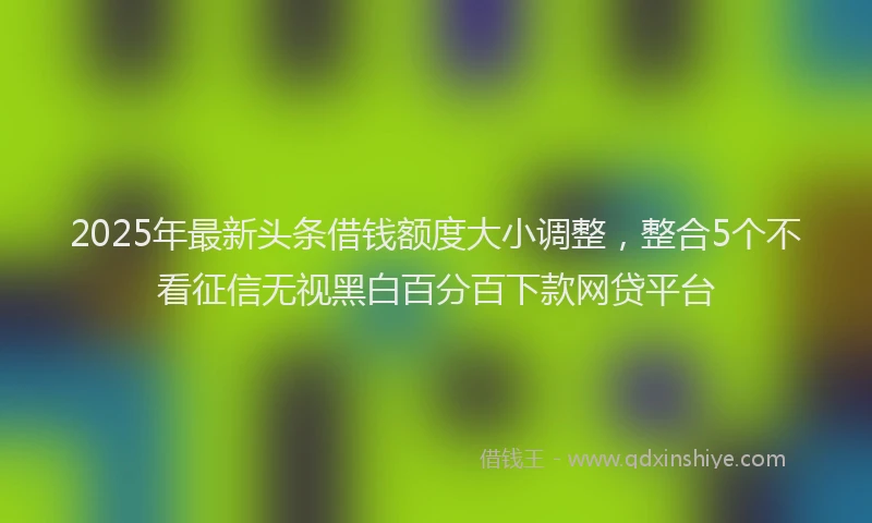 2025年最新头条借钱额度大小调整，整合5个不看征信无视黑白百分百下款网贷平台