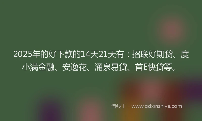2025年的好下款的14天21天有：招联好期贷、度小满金融、安逸花、涌泉易贷、首E快贷等。