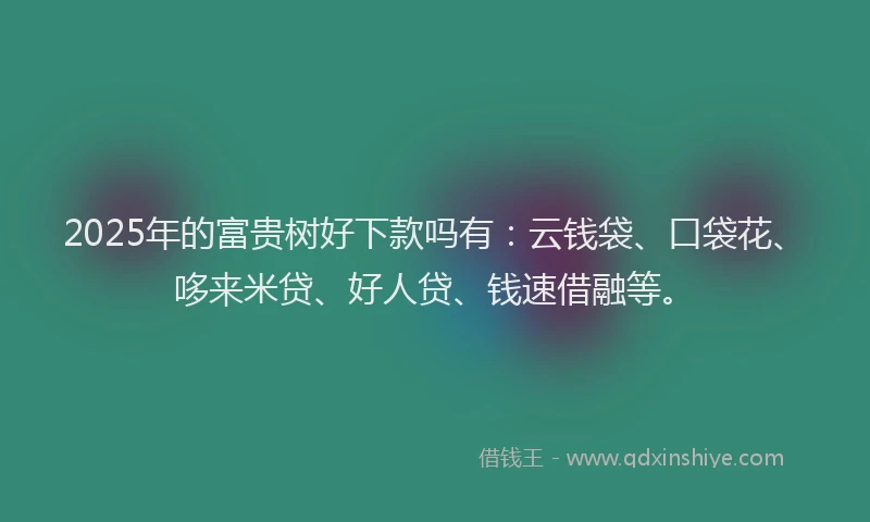 2025年的富贵树好下款吗有：云钱袋、口袋花、哆来米贷、好人贷、钱速借融等。