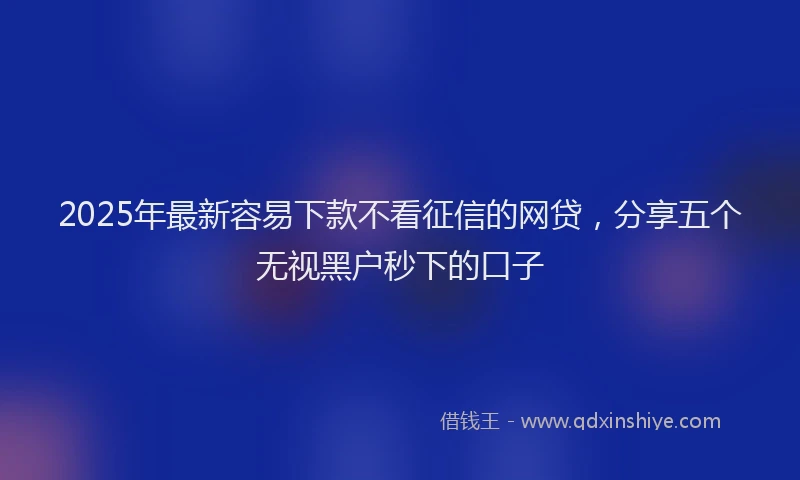 2025年最新容易下款不看征信的网贷，分享五个无视黑户秒下的口子