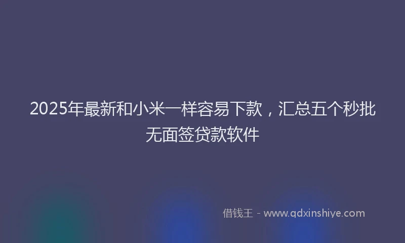 2025年最新和小米一样容易下款，汇总五个秒批无面签贷款软件