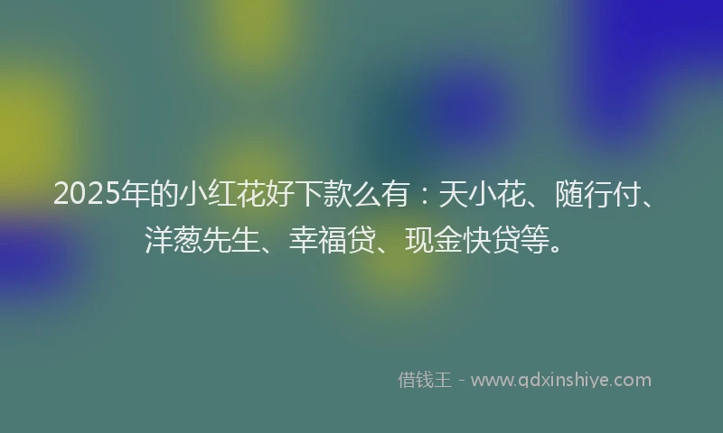 2025年的小红花好下款么有：天小花、随行付、洋葱先生、幸福贷、现金快贷等。