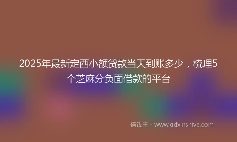 2025年最新定西小额贷款当天到账多少，梳理5个芝麻分负面借款的平台