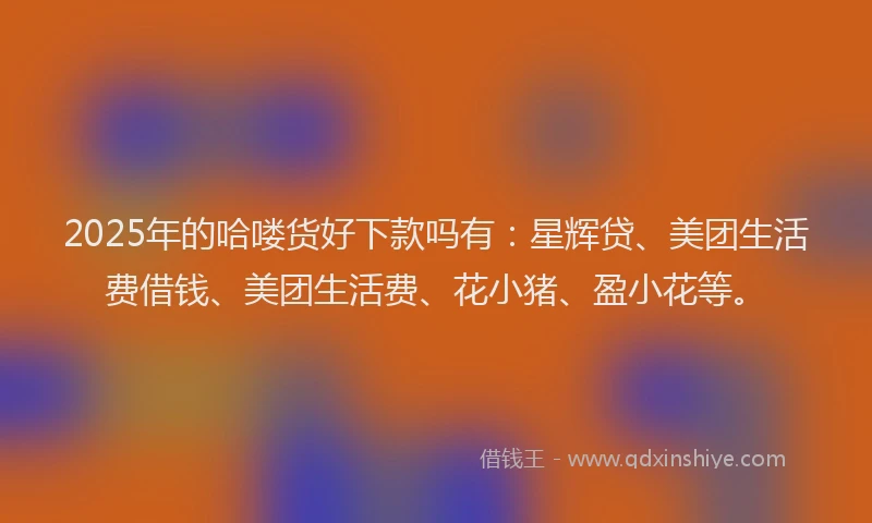 2025年的哈喽货好下款吗有：星辉贷、美团生活费借钱、美团生活费、花小猪、盈小花等。