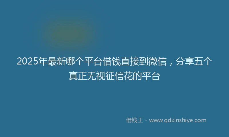 2025年最新哪个平台借钱直接到微信，分享五个真正无视征信花的平台