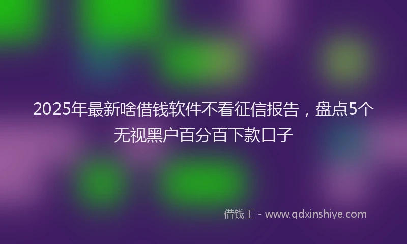 2025年最新啥借钱软件不看征信报告，盘点5个无视黑户百分百下款口子