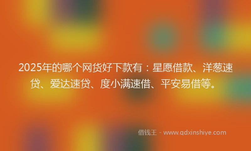 2025年的哪个网货好下款有：星愿借款、洋葱速贷、爱达速贷、度小满速借、平安易借等。