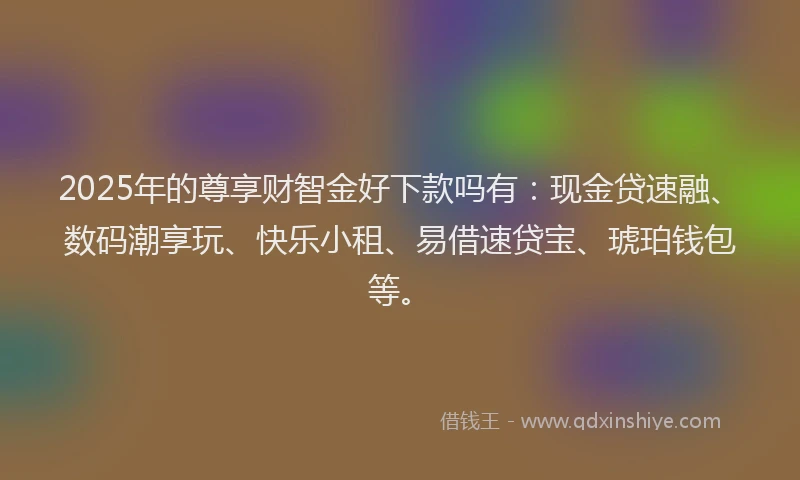 2025年的尊享财智金好下款吗有：现金贷速融、数码潮享玩、快乐小租、易借速贷宝、琥珀钱包等。