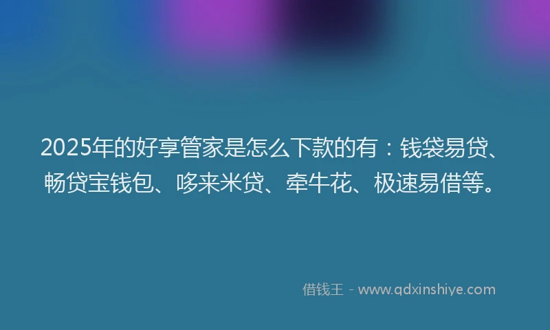 2025年的好享管家是怎么下款的有：钱袋易贷、畅贷宝钱包、哆来米贷、牵牛花、极速易借等。