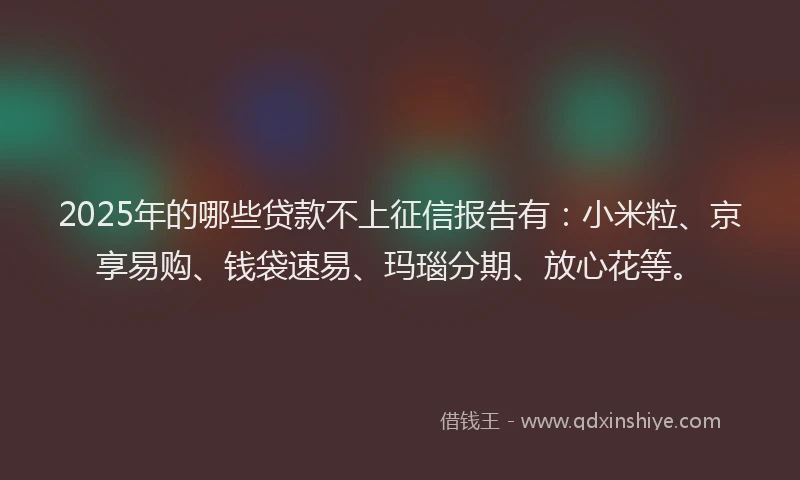 2025年的哪些贷款不上征信报告有：小米粒、京享易购、钱袋速易、玛瑙分期、放心花等。