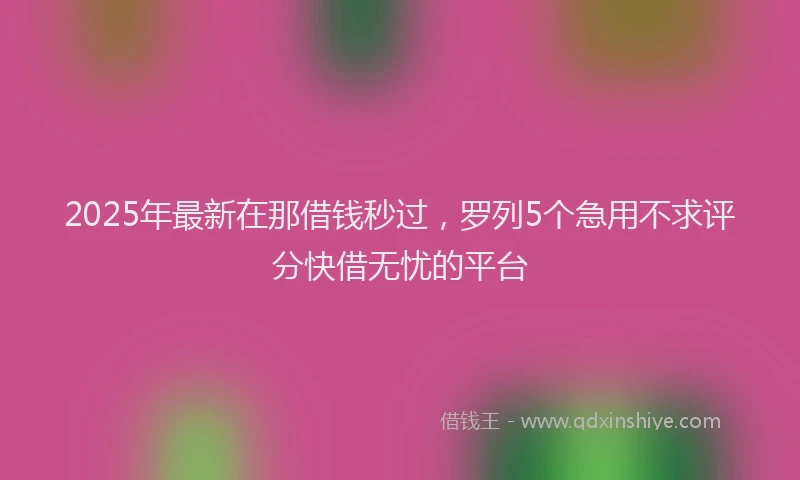 2025年最新在那借钱秒过，罗列5个急用不求评分快借无忧的平台