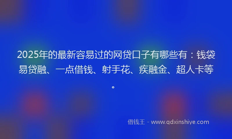 2025年的最新容易过的网贷口子有哪些有：钱袋易贷融、一点借钱、射手花、疾融金、超人卡等。