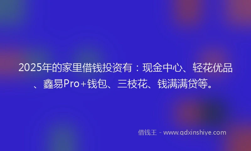 2025年的家里借钱投资有：现金中心、轻花优品、鑫易Pro+钱包、三枝花、钱满满贷等。