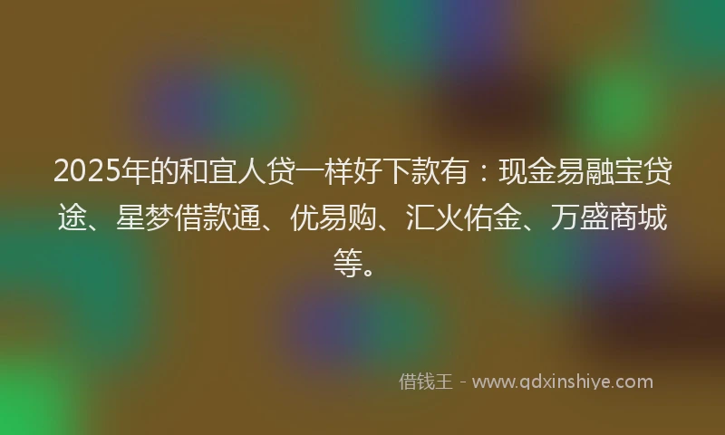 2025年的和宜人贷一样好下款有：现金易融宝贷途、星梦借款通、优易购、汇火佑金、万盛商城等。