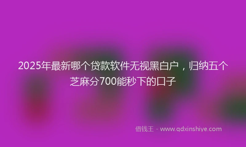2025年最新哪个贷款软件无视黑白户，归纳五个芝麻分700能秒下的口子