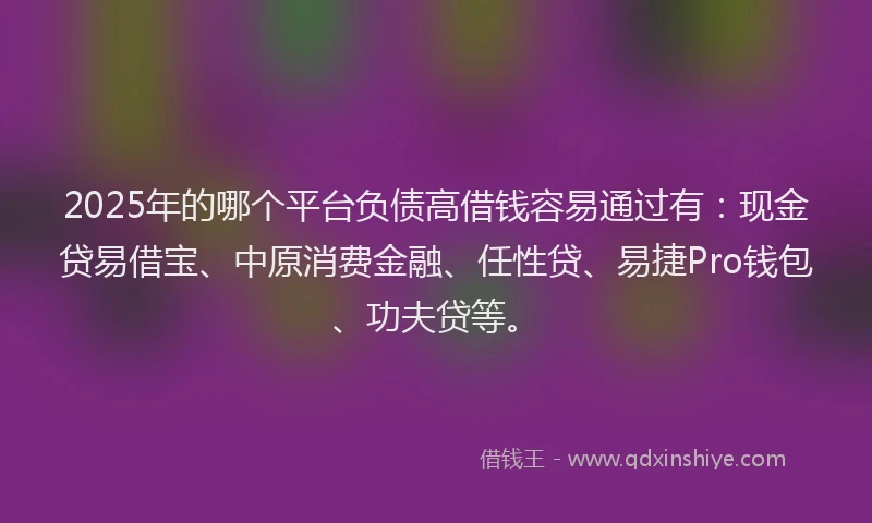 2025年的哪个平台负债高借钱容易通过有：现金贷易借宝、中原消费金融、任性贷、易捷Pro钱包、功夫贷等。