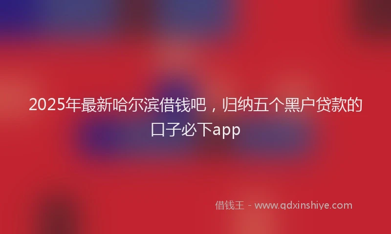2025年最新哈尔滨借钱吧，归纳五个黑户贷款的口子必下app