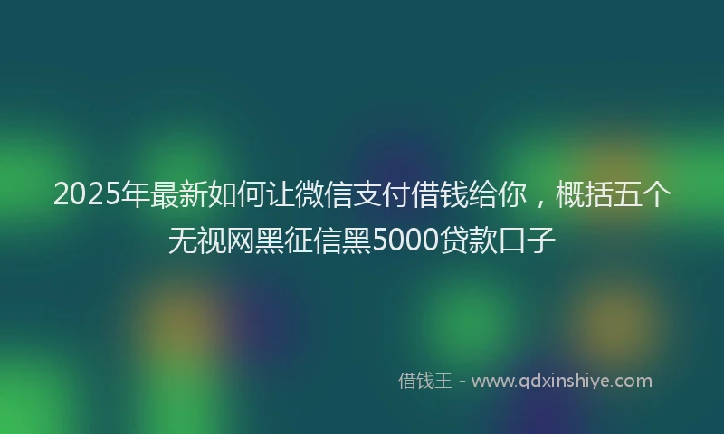 2025年最新如何让微信支付借钱给你，概括五个无视网黑征信黑5000贷款口子