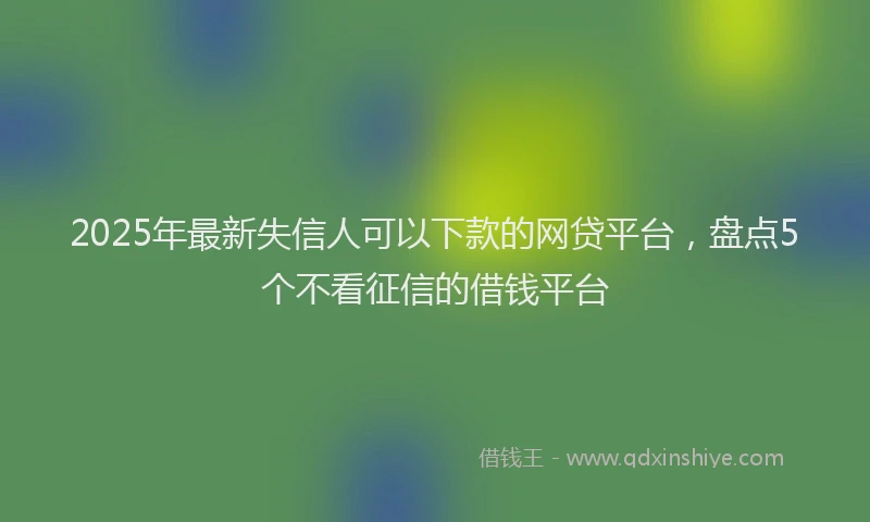 2025年最新失信人可以下款的网贷平台，盘点5个不看征信的借钱平台
