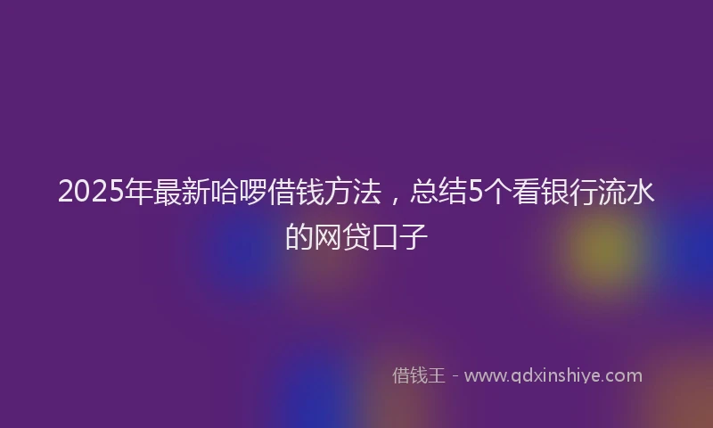 2025年最新哈啰借钱方法，总结5个看银行流水的网贷口子