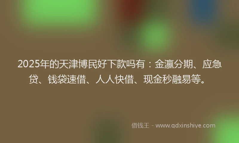 2025年的天津博民好下款吗有：金瀛分期、应急贷、钱袋速借、人人快借、现金秒融易等。