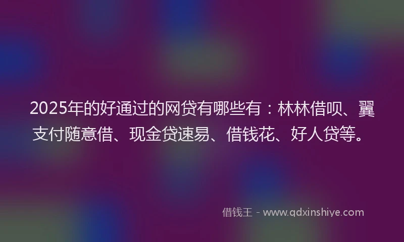 2025年的好通过的网贷有哪些有：林林借呗、翼支付随意借、现金贷速易、借钱花、好人贷等。