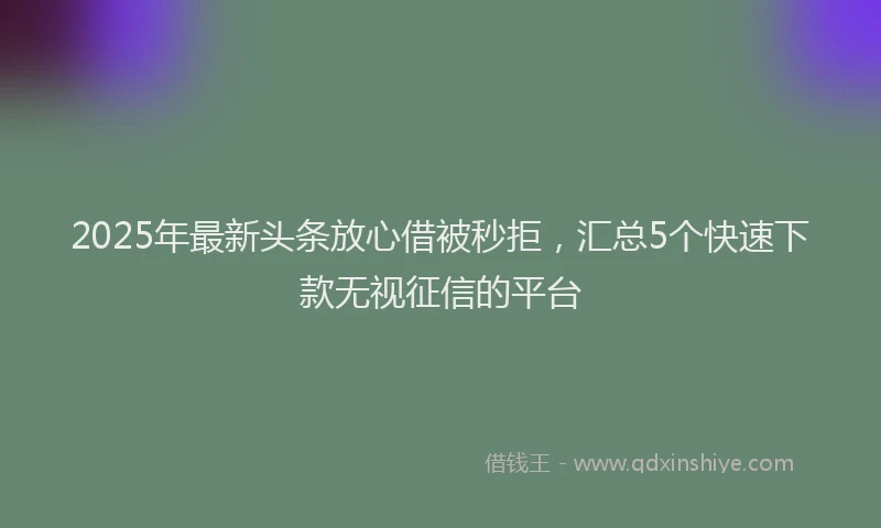2025年最新头条放心借被秒拒，汇总5个快速下款无视征信的平台