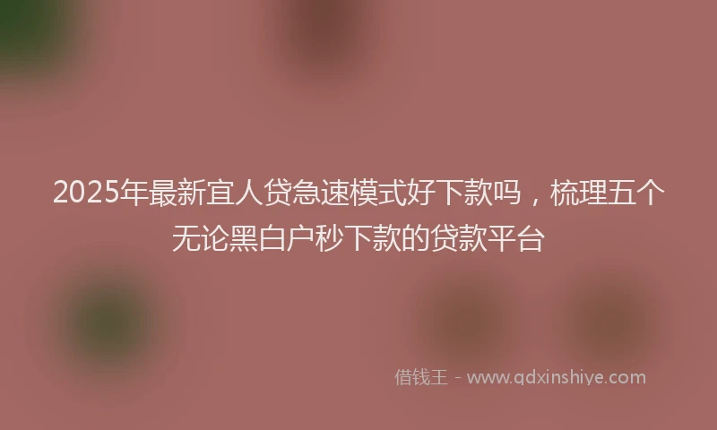 2025年最新宜人贷急速模式好下款吗，梳理五个无论黑白户秒下款的贷款平台