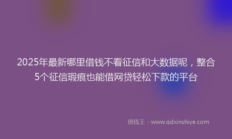 2025年最新哪里借钱不看征信和大数据呢，整合5个征信瑕疵也能借网贷轻松下款的平台