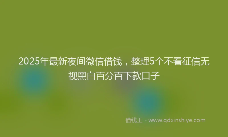 2025年最新夜间微信借钱，整理5个不看征信无视黑白百分百下款口子