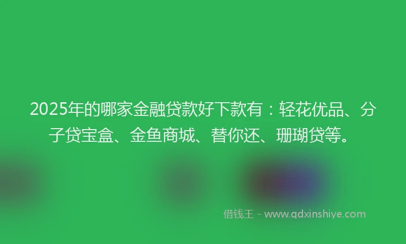 2025年的哪家金融贷款好下款有：轻花优品、分子贷宝盒、金鱼商城、替你还、珊瑚贷等。