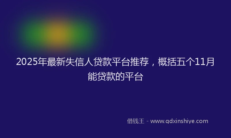 2025年最新失信人贷款平台推荐，概括五个11月能贷款的平台