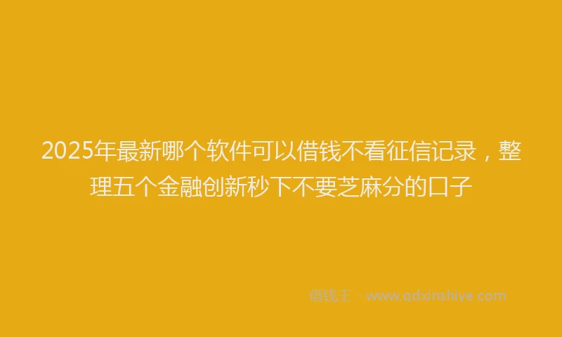 2025年最新哪个软件可以借钱不看征信记录，整理五个金融创新秒下不要芝麻分的口子
