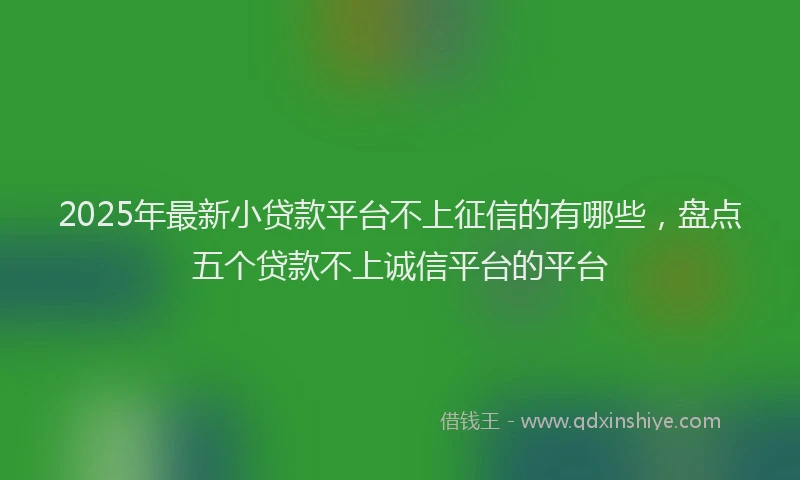 2025年最新小贷款平台不上征信的有哪些，盘点五个贷款不上诚信平台的平台