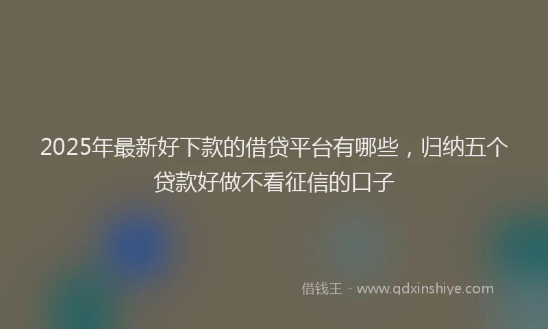 2025年最新好下款的借贷平台有哪些，归纳五个贷款好做不看征信的口子