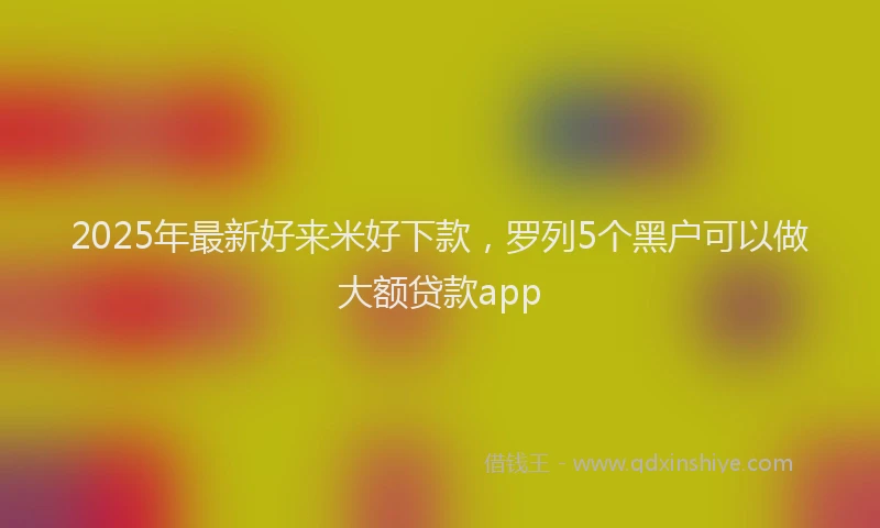 2025年最新好来米好下款，罗列5个黑户可以做大额贷款app