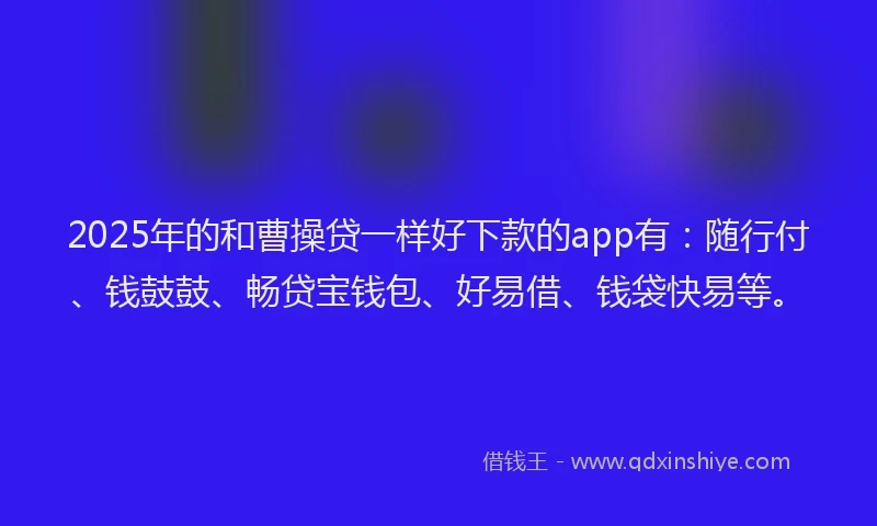 2025年的和曹操贷一样好下款的app有：随行付、钱鼓鼓、畅贷宝钱包、好易借、钱袋快易等。