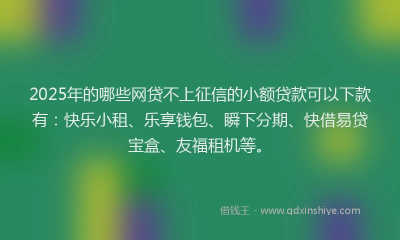 2025年的哪些网贷不上征信的小额贷款可以下款有：快乐小租、乐享钱包、瞬下分期、快借易贷宝盒、友福租机等。