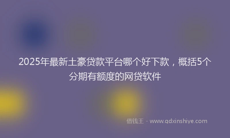 2025年最新土豪贷款平台哪个好下款，概括5个分期有额度的网贷软件