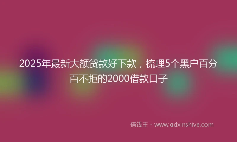 2025年最新大额贷款好下款，梳理5个黑户百分百不拒的2000借款口子