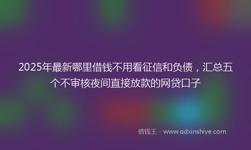 2025年最新哪里借钱不用看征信和负债，汇总五个不审核夜间直接放款的网贷口子