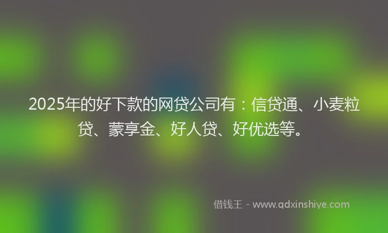 2025年的好下款的网贷公司有：信贷通、小麦粒贷、蒙享金、好人贷、好优选等。
