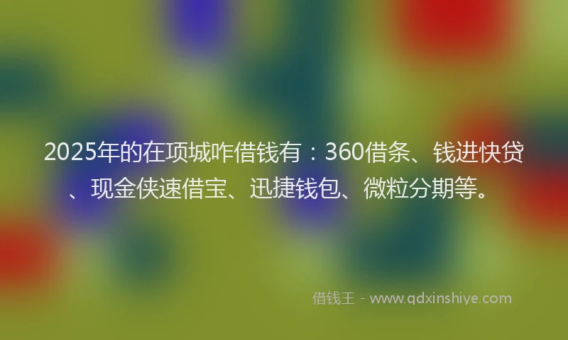 2025年的在项城咋借钱有：360借条、钱进快贷、现金侠速借宝、迅捷钱包、微粒分期等。